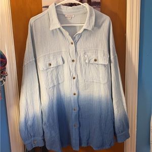 White birch dyed button up shacket